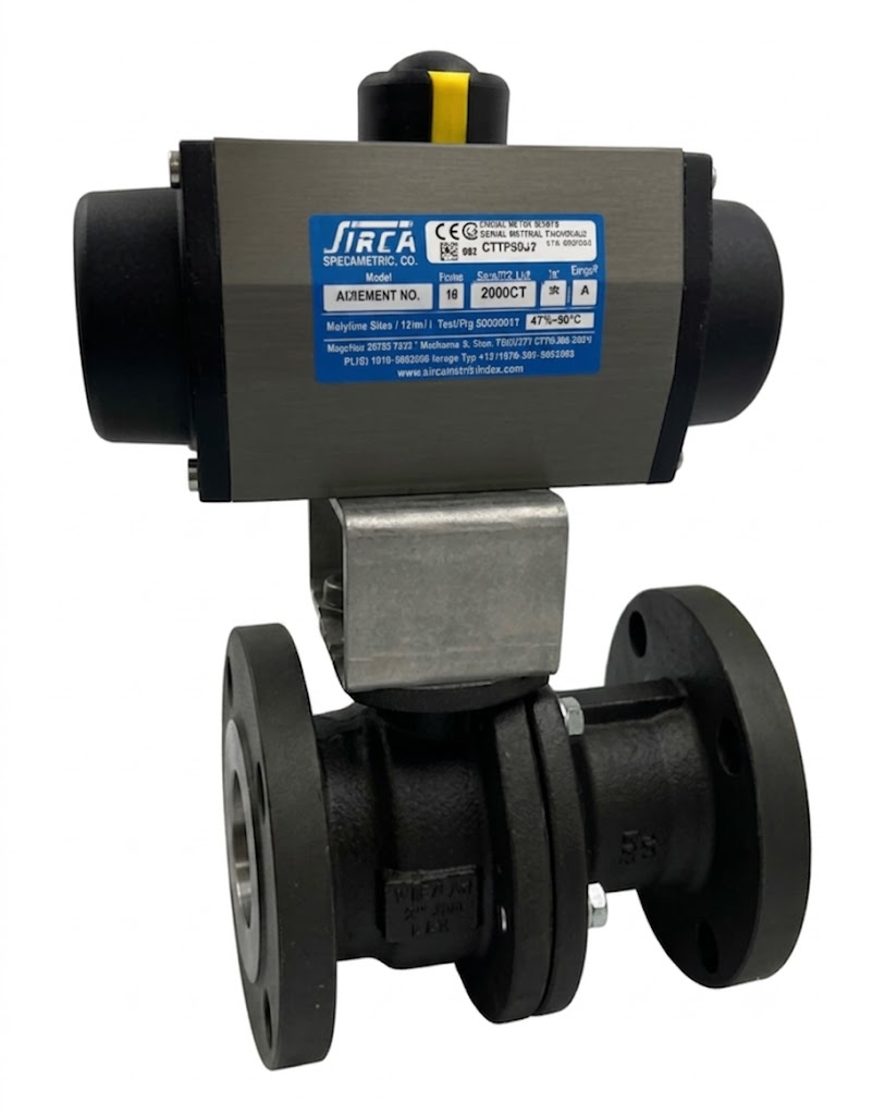 VINCO CF + SIRCA AP | PNEUMATICALLY ACTUATED DIN FLANGED BALL VALVE – SPRING RETURN ( CS )